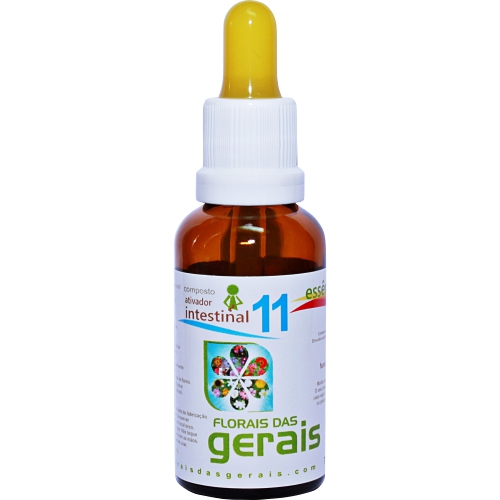 11 COMPOSTO FLORAL N°11 ATIVADOR INTESTINAL 30ML - Auxiliam no bom funcionamento do intestino e regulam a flora intestinal, diminuindo os gases e a prisão de ventre. - Imagem 1