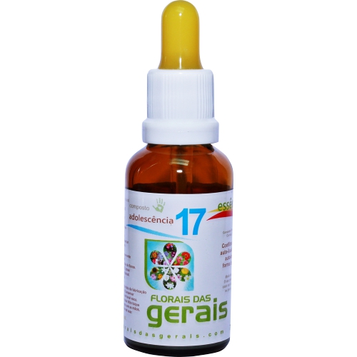 17 COMPOSTO FLORAL N°17 ADOLESCÊNCIA 30ML - Auxiliam nos conflitos da adolescência, como rebeldia, auto-ilusão, desvio de personalidade, vícios, insegurança e desobediência. Promovem ao adolescente autoconhecimento, melhor postura perante a vida e aceitação de regras. - Imagem 1