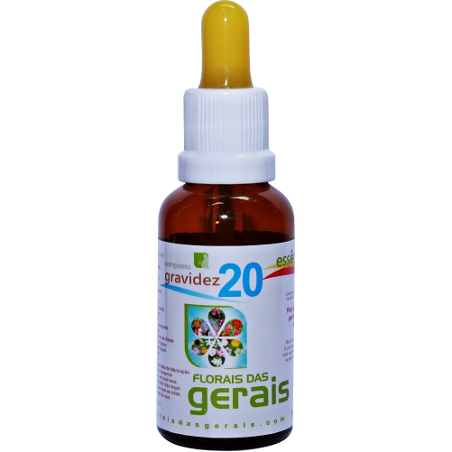 20 COMPOSTO FLORAL N°20 GRAVIDEZ 30ML - Auxiliam gestantes na adaptação do período de gravidez e diminuição do enjoo, mal-estar e cansaço. - Imagem 1