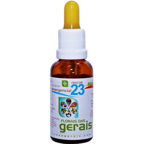 23 COMPOSTO FLORAL N°23 EMERGENCIAL / RESCUE 30ML - Auxiliam em situações de emergência, como choques, sustos, pânico, acidentes, cirurgias, dores em geral e na recuperação física e psíquica de estresse pós-traumático. - Imagem 1
