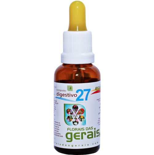27 COMPOSTO FLORAL N°27 DIGESTIVO 30ML - Auxiliam nas dificuldades digestivas, como azia, gastrite, refluxo, úlcera, queimação no estômago e problemas de fígado e vesícula, promovendo o bom funcionamento da digestão. - Imagem 1
