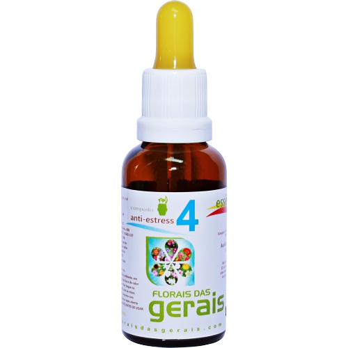 4 COMPOSTO FLORAL N°4 ANTI-ESTRESSE 30ML - Auxiliam na diminuição do estresse, cansaço físico e fadiga mental. - Imagem 1