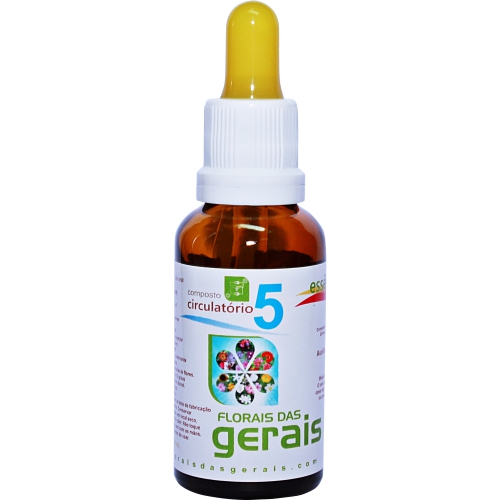 5 COMPOSTO FLORAL N°5 CIRCULATÓRIO 30ML - Ativam a circulação do sangue que fornece nutrição para todo o corpo, auxiliando no tratamento de doenças circulatórias. - Imagem 1