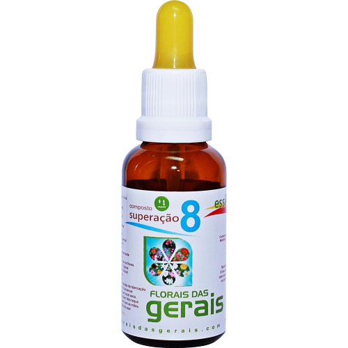 8 COMPOSTO FLORAL N°8 SUPERAÇÃO 30ML - Auxiliam na superação de momentos de crises e provações e estimulam os sentimentos de proteção, coragem e confiança. - Imagem 1