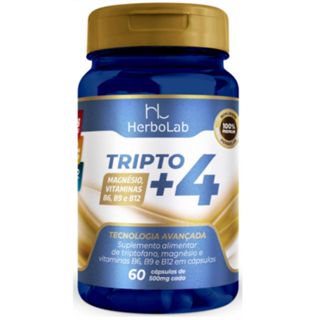 Tripto+ 4 (L-triptofano) 60 cápsulas 500mg HerboLab Tripto+ 4 (L-triptofano) 60 cápsulas 500mg HerboLab - Imagem 1